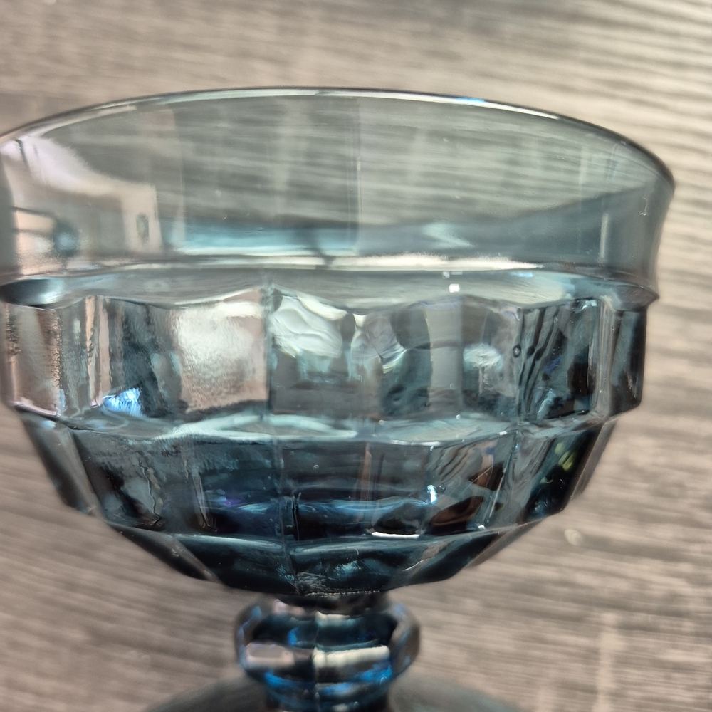 Set of 2 Blue Glass Sherbert Fruit Dishes. Footed Set 2 - Picture 5 of 6